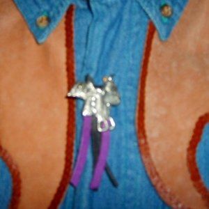Button Cover Western Saddle Suede Fringe NWOT